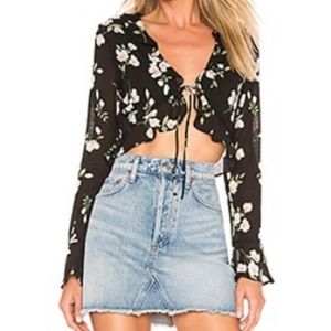 Revolve floral tie front crop top